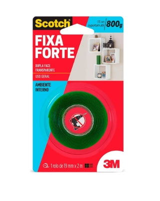 Fita Dupla Face Transparente 19 mm x 2 m | Scotch Fixa Forte 3M